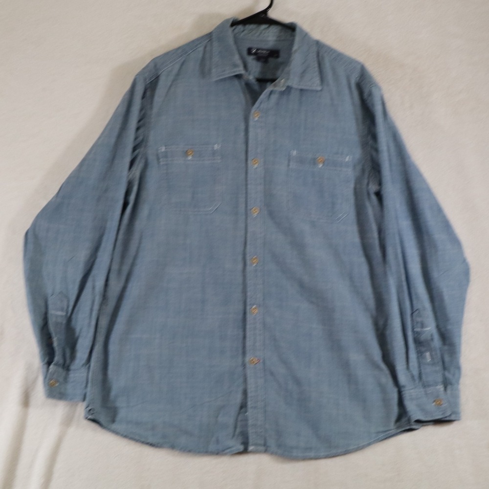 Cremieux Collection Men's Size L Chambray Denim Button Up Shirt Two Pocket